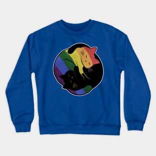 Rainbow Cat Yin Yang LGBT Gay Pride Flag Crewneck Sweatshirt